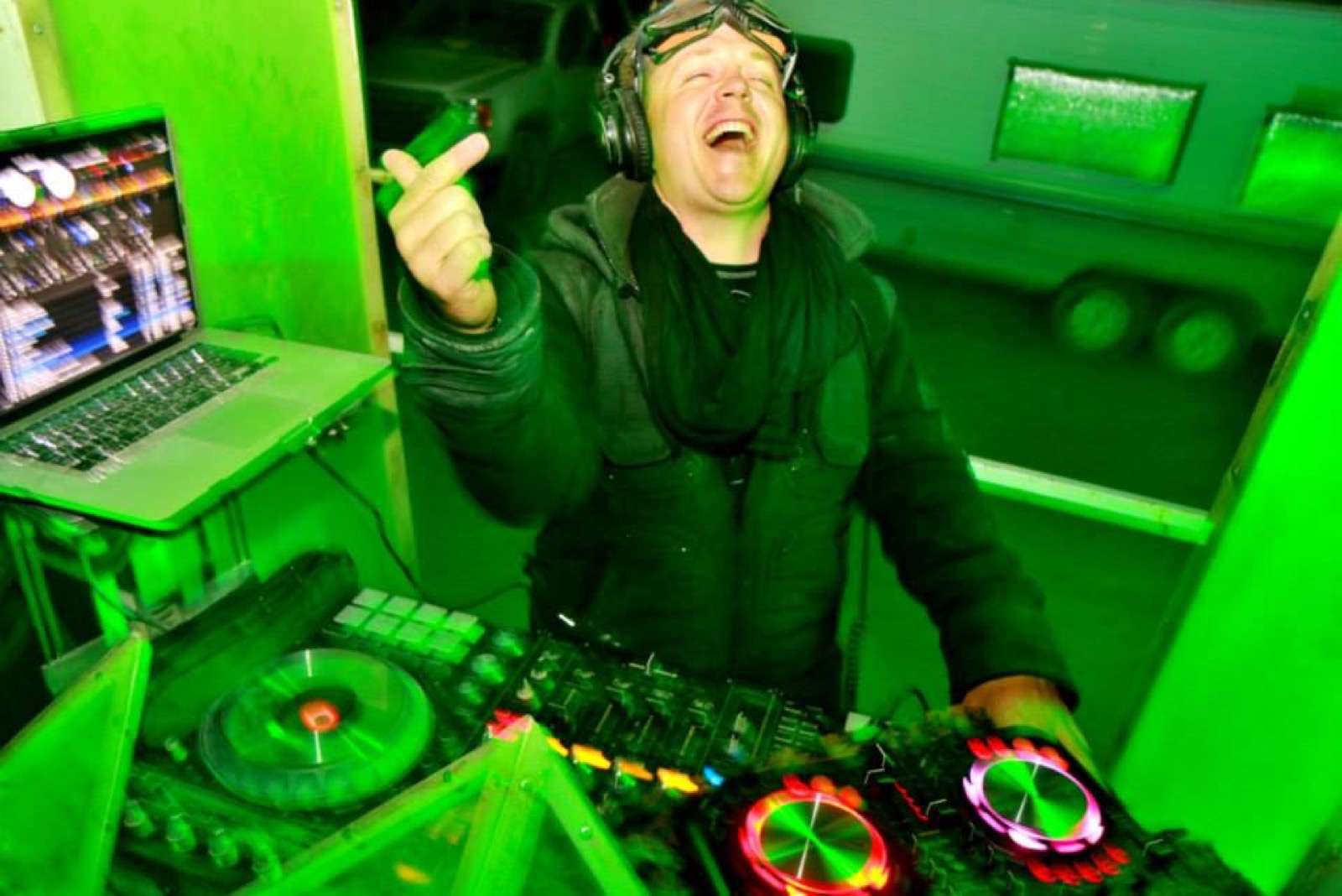 DJ Zack Darling performing aboard the Crystal Ship at Burning Man