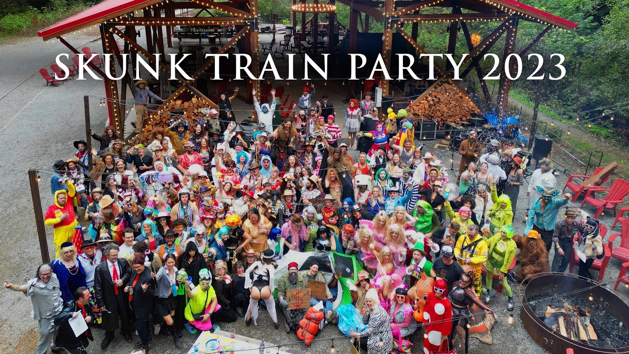 Skunk Train Party 2023 aerial film thumbnail